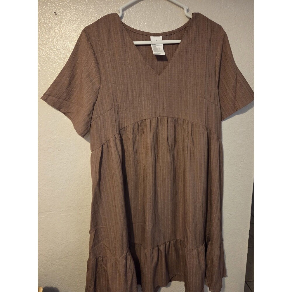 Brown Short Sleeve Flowy Summer Dress for Women Sz Medium